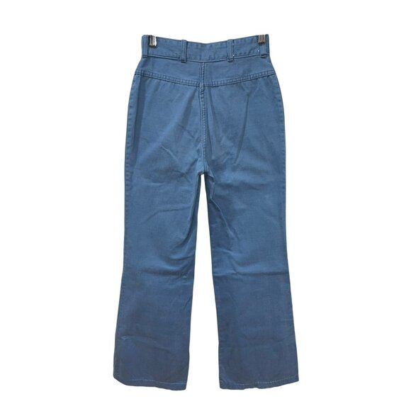 Vintage Blue Embroidered Cotton Flare Pants With Butterfly & Flower Design Size - Picture 2 of 7